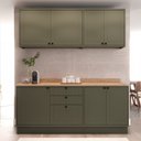Ver imagem 4 de Cozinha Compacta Modulada 7 Portas 3 Gavetas 100% MDF Sevilha Verde/Hill