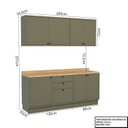 Ver imagem 3 de Cozinha Compacta Modulada 7 Portas 3 Gavetas 100% MDF Sevilha Verde/Hill
