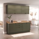 Ver imagem 1 de Cozinha Compacta Modulada 7 Portas 3 Gavetas 100% MDF Sevilha Verde/Hill