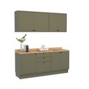 Ver imagem 2 de Cozinha Compacta Modulada 7 Portas 3 Gavetas 100% MDF Sevilha Verde/Hill