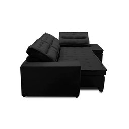 Sofá de Canto Retrátil e Reclinável com Molas LD 3,00x2,00m Viviane Suede Preto Madelina Decor - 4