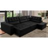 Sofá de Canto Retrátil e Reclinável com Molas LD 3,00x2,00m Viviane Suede Preto Madelina Decor - 1