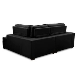 Sofá de Canto Retrátil e Reclinável com Molas LD 3,00x2,00m Viviane Suede Preto Madelina Decor - 5