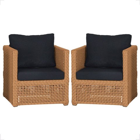 2 Poltronas Madri Alumínio Corda Náutica Estofado 12 Trama Original