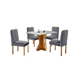 Conjunto Sala de Jantar 4 Lugares Atlanta Mesa 1.20x0.80 e 4 Cadeiras Madeira Maciça - 2