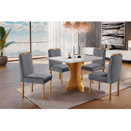 Conjunto Sala de Jantar 4 Lugares Atlanta Mesa 1.20x0.80 e 4 Cadeiras Madeira Maciça - 1