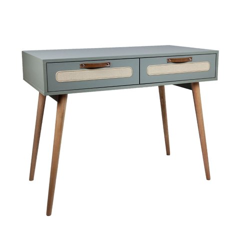 Penteadeira Retrô 100cm C/ Tela Sustentável Couro Pé Madeira:verti