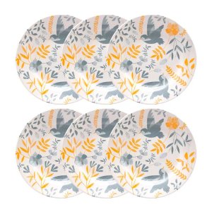 Prato Raso de Ceramica Donna Bem-te-vi 26cm 6un - Biona 5409