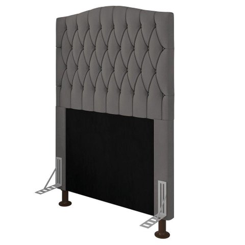 Cabeceira Greta Cama Box Solteiro 90cm Suede Grafite