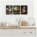 Ver imagem 1 de Kit 3 Quadros para Cozinha Gatos com Comidas 24x18cm:moldura Preta