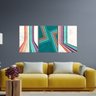 Quadro Decorativo 3 Telas Para Sala - Abstrato Linhas Retas - 60x40cm - 3