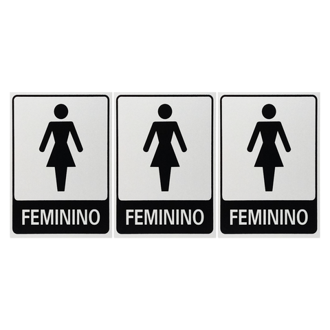 Combo 6 Placas De Sinalização Banheiro Feminino 15x20 Acesso - B-565 F9e