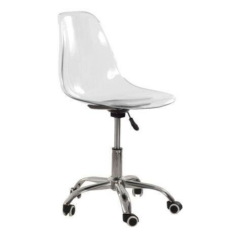 CADEIRA EAMES TRANSPARENTE PC OFFICE CROMADA