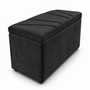 Ver imagem 2 de Calcadeira Recamier Baú Estofada 100cm para Cama Solteiro Suede Preto Imperio Decor