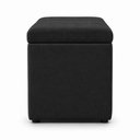 Ver imagem 4 de Calcadeira Recamier Baú Estofada 100cm para Cama Solteiro Suede Preto Imperio Decor