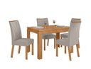Ver imagem 1 de Conjunto Sala de Jantar Mesa Athenas 120 Tampo no Glass com 4 Cadeiras Apogeu - Lopas Amendoa Clean