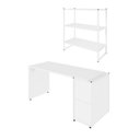 Ver imagem 2 de Mesa Escritório 150cm com Nicho Aéreo Industrial F5 Office Cor:branco