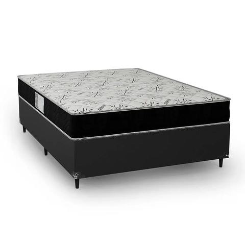 Cama Box Viúva + Colchão D33 One Face - 56x128x188cm - e-Shop Casa - Couro