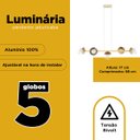 Ver imagem 5 de Pendente Lustre de Teto Jabuticaba Alumínio Dourado com 5 Globos Vidros Transparente Decoração Casa