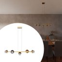 Ver imagem 1 de Pendente Lustre de Teto Jabuticaba Alumínio Dourado com 5 Globos Vidros Transparente Decoração Casa