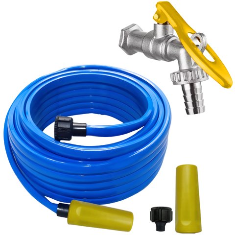 Mangueira de Jardim 20m Metros Reforçada Chata + Torneira de Metal com Porta Cadeado 1/2"