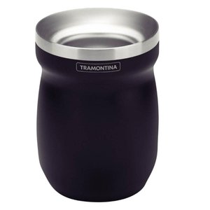 Cuia de Chimarrão Inox Térmica Preta 240ml Tramontina Exata Terere Mate 11x8cm