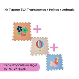 KIT TAPETE EVA 27 PÇS 30X30CM TRANSPORTE - FLORES - ANIMAIS Cor:Colorido;Tamanho:30x30cm - 2