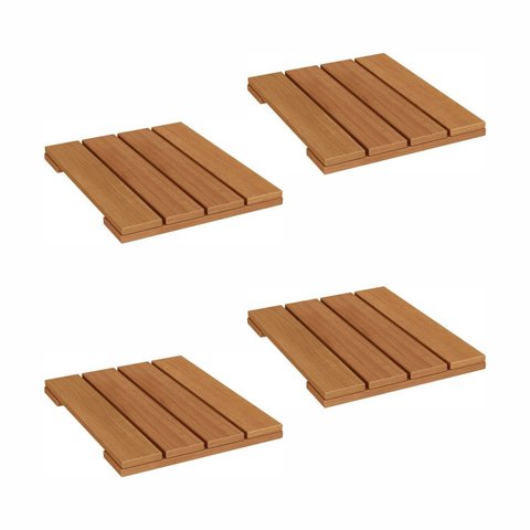 Conjunto 4 Decks 40cm x 40cm Madeira Maciça Marrom Taty Móveis