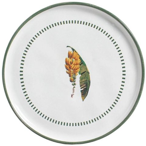 Prato Raso Bio Bananê Porto Brasil Cerâmica 27cm Branco Cozinha Gourmet Mesa Posta