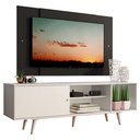 Ver imagem 2 de Rack Madesa Dubai com Pés e Painel para Tv até 58 Polegadas Branco/preto 0977 Cor:branco/preto