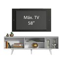 Ver imagem 4 de Rack Madesa Dubai com Pés e Painel para Tv até 58 Polegadas Branco/preto 0977 Cor:branco/preto