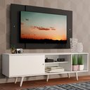 Ver imagem 1 de Rack Madesa Dubai com Pés e Painel para Tv até 58 Polegadas Branco/preto 0977 Cor:branco/preto