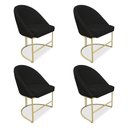 Ver imagem 1 de Kit 04 Cadeiras Poltrona de Jantar Bela Suede Preto Base Metálica Industrial Dourado - Pallazio