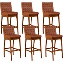 Ver imagem 1 de Kit 06 Banquetas Altas Para Cozinha Sala de Jantar Fixa Mila B04 Couríssimo Camel - Lyam Decor