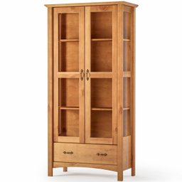 Cristaleira 2 Portas de Vidro e Buffet Aparador 93 Cm 100% Madeira Bella Carvalho Fosco - 2