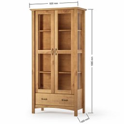 Cristaleira 2 Portas de Vidro e Buffet Aparador 93 Cm 100% Madeira Bella Carvalho Fosco - 3