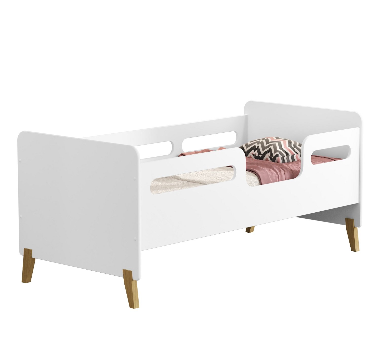 Mini Cama Juvenil Infantil Cecilia com Proteção Lateral:branco