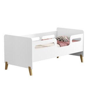 Mini Cama Juvenil Infantil Cecilia Branco de Mdf com Proteção Lateral