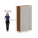 Ver imagem 4 de Guarda-Roupa Solteiro com 4 Portas e 3 Gavetas 137,5cm Multimóveis Crrui-GRP118 Madeirado/Cinza