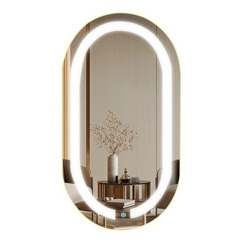 Espelho Oval 75x50cm Iluminado 3 Leds Touch Screen