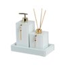 Kit Lavabo Banheiro Com 3 Peças Branco Detalhe Dourado - 1