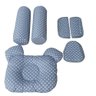 Kit Protetor Cinto+travesseiro Cabeça Chata+rolo Segura Bebe Multiflex Cinza Poá - 1