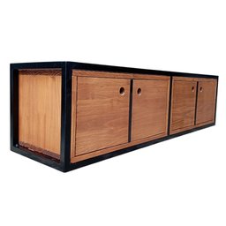 Nicho para Parede com Portas - Madeira e Ferro - Decoração Industrial - Preto e Castanheira - 8