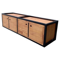 Nicho para Parede com Portas - Madeira e Ferro - Decoração Industrial - Preto e Castanheira - 2