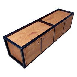 Nicho para Parede com Portas - Madeira e Ferro - Decoração Industrial - Preto e Castanheira - 4