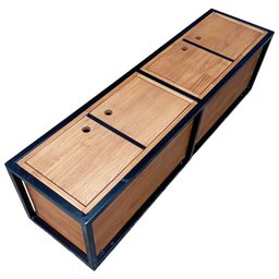 Nicho para Parede com Portas - Madeira e Ferro - Decoração Industrial - Preto e Castanheira - 7