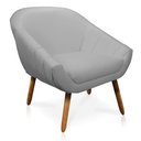 Ver imagem 3 de Kit 2 Poltronas Giovana Corino Cinza Pés Palito Castanho - D'Rossi