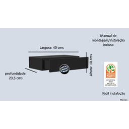 Aparador Suspenso com gaveta Fly , criado mudo suspenso - Preto - 3