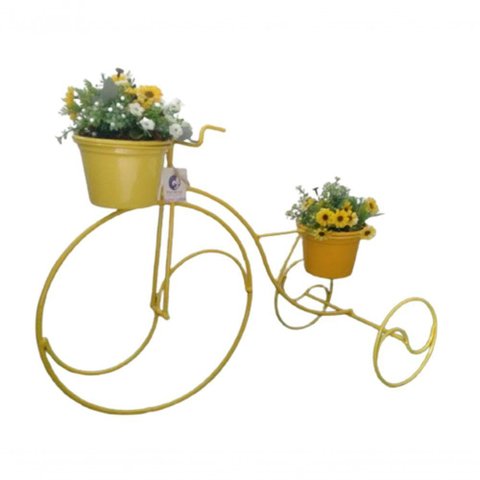 Suporte Plantas Bicicleta Amarela - 2 Vasos