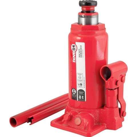 Macaco Hidraulico Tipo Garrafa 8 Toneladas 8 Tf 6872000080 para Elevacao de Veiculos e Cargas NOVE54